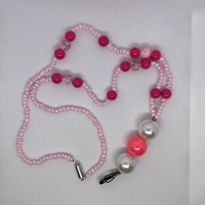 Pink beaded lanyard